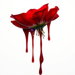 A vivid depiction of a red flower melting, encapsulating a blend of terror, healing, and hope