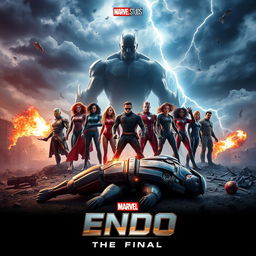 An epic Marvel movie poster featuring the climactic battle titled 'Endo: The Final' with a defeated version of the villain Endo 3
