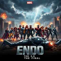 An epic Marvel movie poster featuring the climactic battle titled 'Endo: The Final' with a defeated version of the villain Endo 3