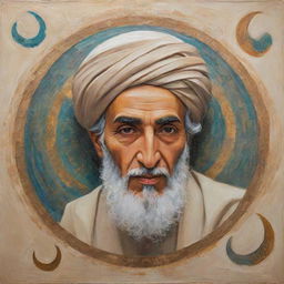 An abstract interpretation of prophet Mohammed, focusing on his message of peace, unity, and spirituality, respecting the Islamic tradition of avoiding direct depiction.