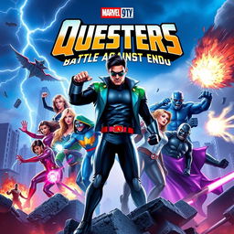 An epic Marvel movie poster featuring the Questers with Mr