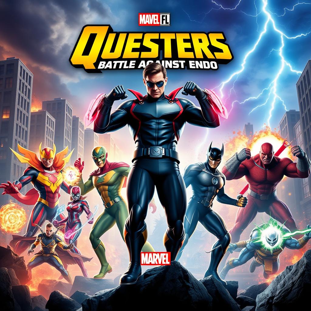 An epic Marvel movie poster featuring the Questers with Mr