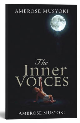 A dark and atmospheric book cover for 'The Inner Voices' by Ambrose Musyoki, featuring a shadowy and moody background