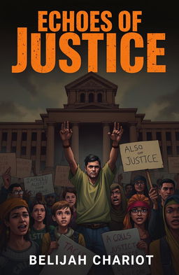 A dramatic book cover illustration for 'Echoes of Justice' by Elijah Chariot