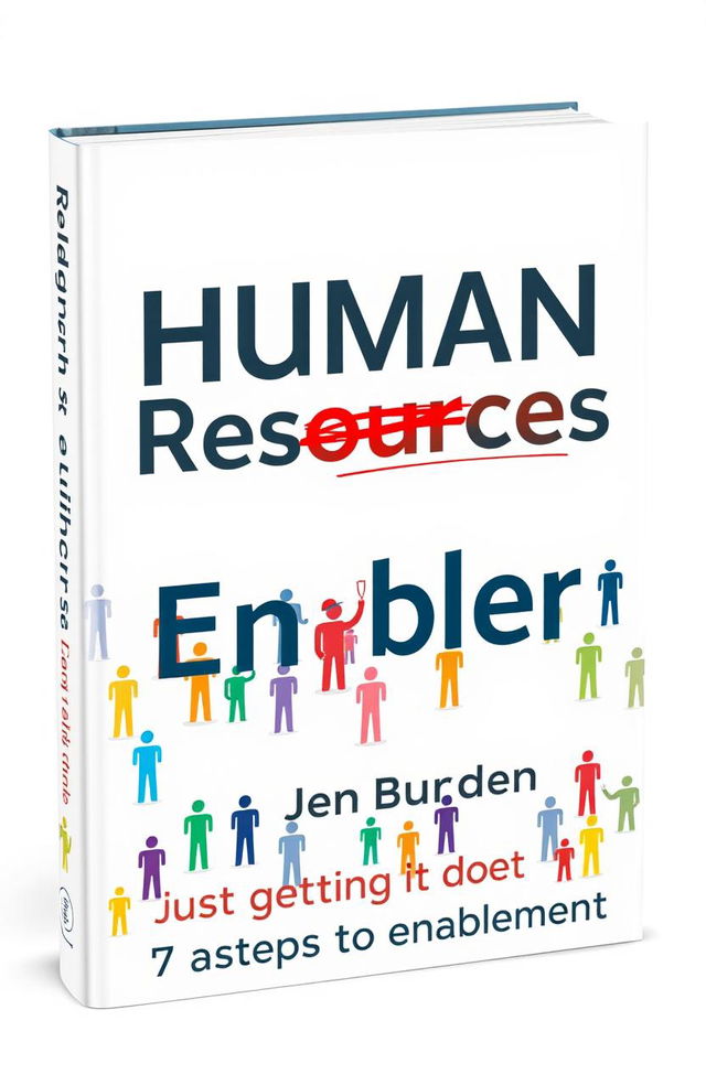 Book cover design for a book titled ‘Human Resources’ featuring the word 'Resources' struck out and creatively replaced with the word ‘Enabler’