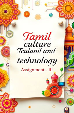 An artistic representation of a paper with the text 'Tamil culture and technology Assignment -II' prominently displayed in an elegant font