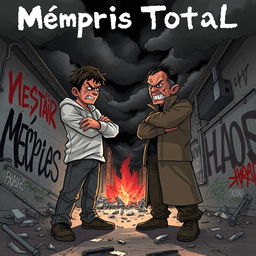 A striking illustration titled 'Mépris Total', depicting themes of disdain and conflict
