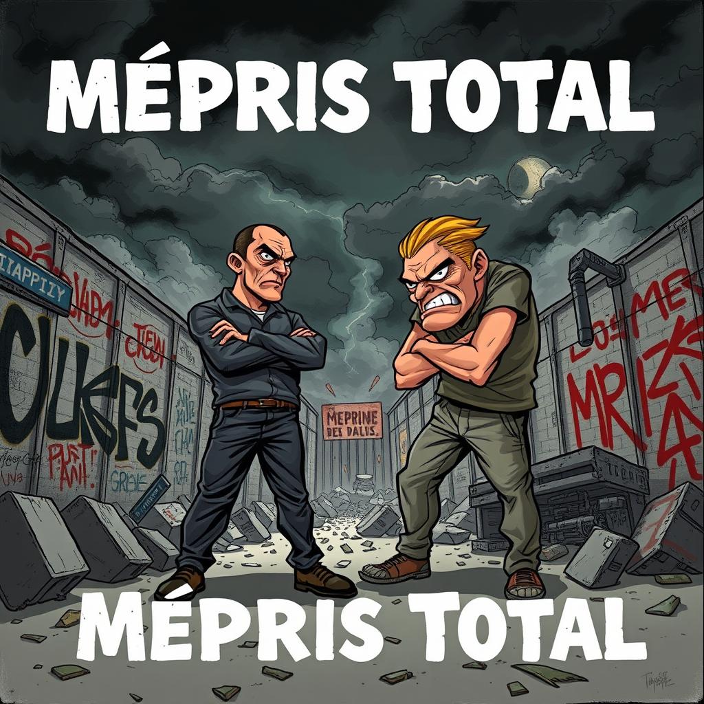 A striking illustration titled 'Mépris Total', depicting themes of disdain and conflict