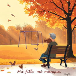 A heartfelt illustration titled 'Ma Fille Me Manque', capturing the deep sense of longing and nostalgia for a daughter