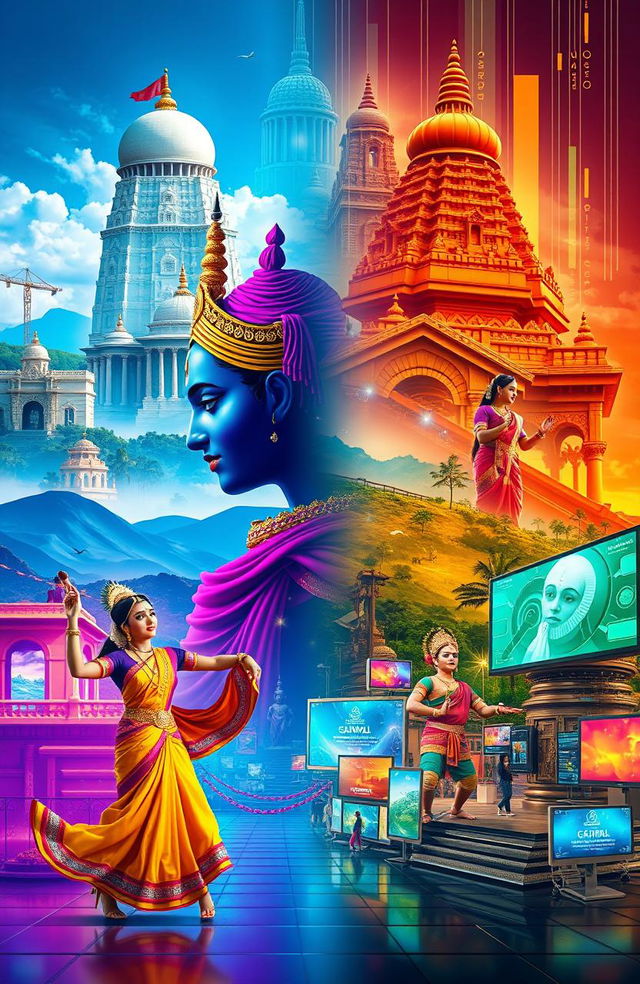 An artistic representation showcasing the fusion of Tamil culture and modern technology