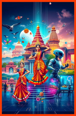 An artistic representation showcasing the fusion of Tamil culture and modern technology