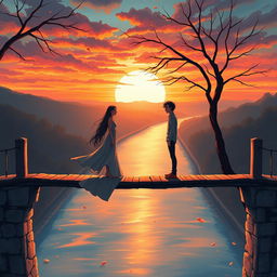 A poignant illustration titled 'L'Impossible Amour', capturing the deep emotional struggle of a forbidden love