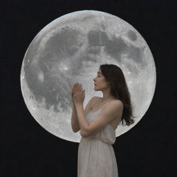 An intimate scene portraying someone clutching the moon, emoting the sentiment 'You are my moon, my love. I wanted the moon, and now I have it'