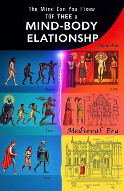 A visual representation of the evolution of the mind-body relationship across different historical eras: the Stone Age, Renaissance, Medieval Era, and Modern times