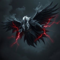 A majestic and sinister Shadar-kai character from Dungeons & Dragons, embodying a gloomy and evil presence