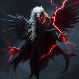A majestic and sinister Shadar-kai character from Dungeons & Dragons, embodying a gloomy and evil presence