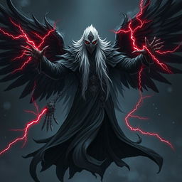 A majestic and sinister Shadar-kai character from Dungeons & Dragons, embodying a gloomy and evil presence