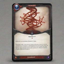 A sophisticated card named DNAproof, embodying scientific DNA elements. Its ability allows the player to exchange a high-power card from the opposition.