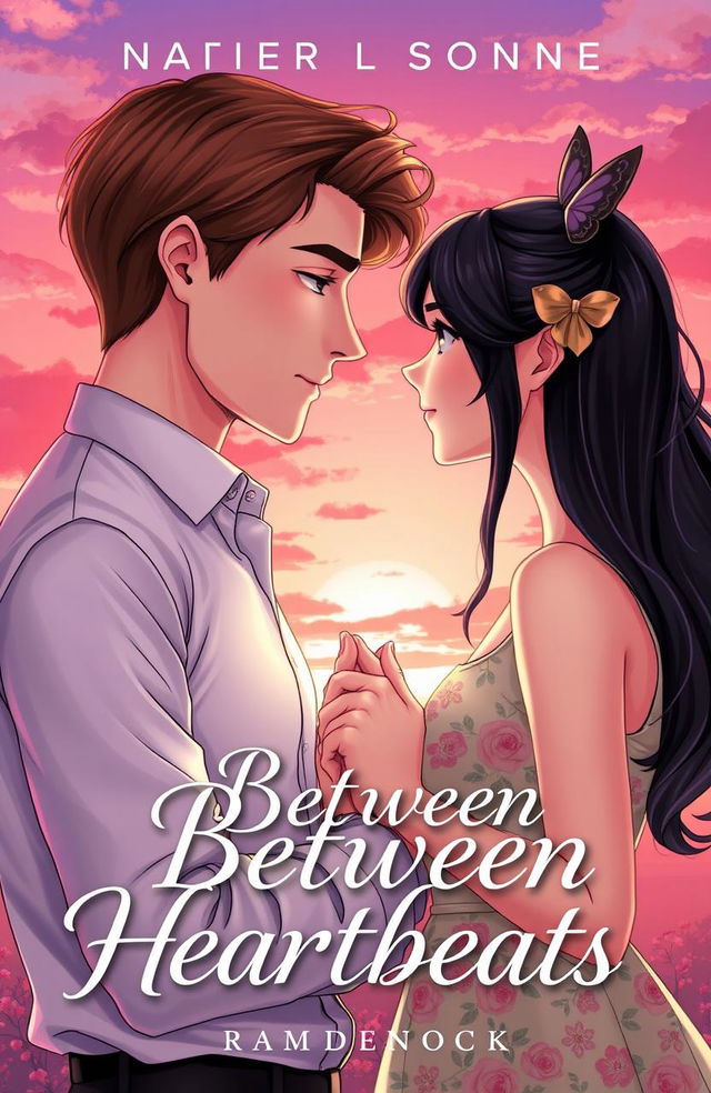 A beautifully illustrated romance book cover featuring a 6ft tall man and a 5'2ft woman who are gently holding hands, their fingers almost connected, showcasing the deep, undeniable love in their gazes