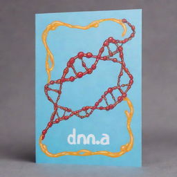 Design a cute, cartoon-style card called 'DNAproof'. The card, adorned with adorable DNA strands, holds the enchanting power to exchange a strong card from the opponent's pool.