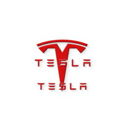 A bold and striking design featuring the Tesla logo prominently displayed in a vibrant red color