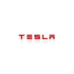 A bold and striking design featuring the Tesla logo prominently displayed in a vibrant red color