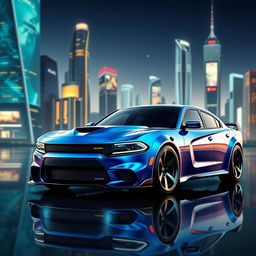 A futuristic Dodge Charger Demon 2025 showcased in a sleek, modern environment, emphasizing its advanced design and cutting-edge technology