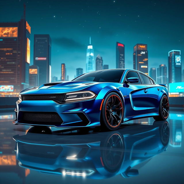 A futuristic Dodge Charger Demon 2025 showcased in a sleek, modern environment, emphasizing its advanced design and cutting-edge technology