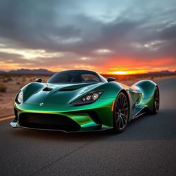 A unique sports car inspired by the design of a cobra, featuring sleek, curvy lines that mimic the sinuous shape of the snake