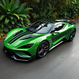 A sleek and striking car inspired by the design of a snake, featuring smooth, curved lines mimicking the scales and shape of a serpent