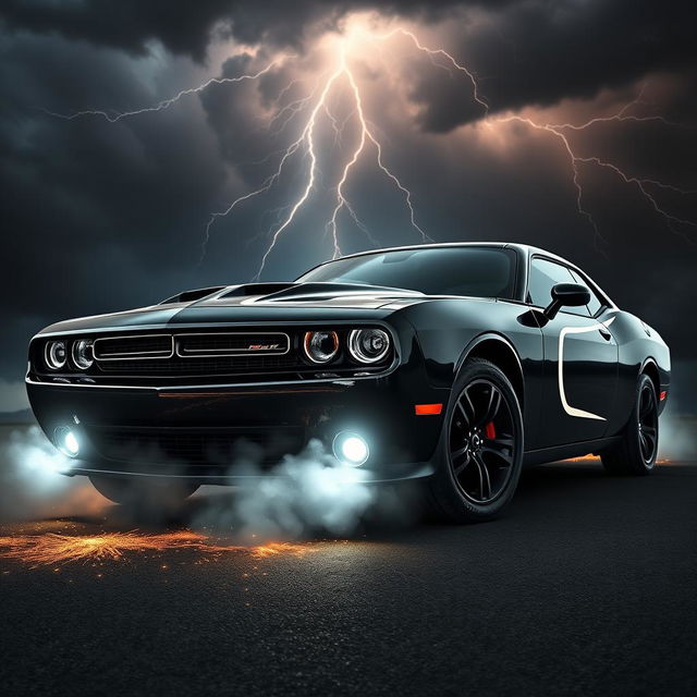 A powerful and dynamic Dodge Charger depicted as if it has been resurrected, featuring a dramatic design that blends classic muscle car aesthetics with modern enhancements