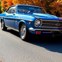 A stunning blue Leman Opala SS classic car, showcasing its iconic design and sleek curves