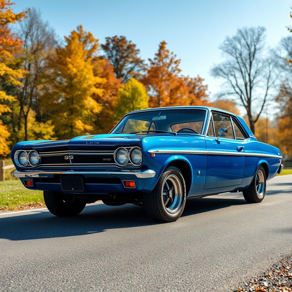 A stunning blue Leman Opala SS classic car, showcasing its iconic design and sleek curves