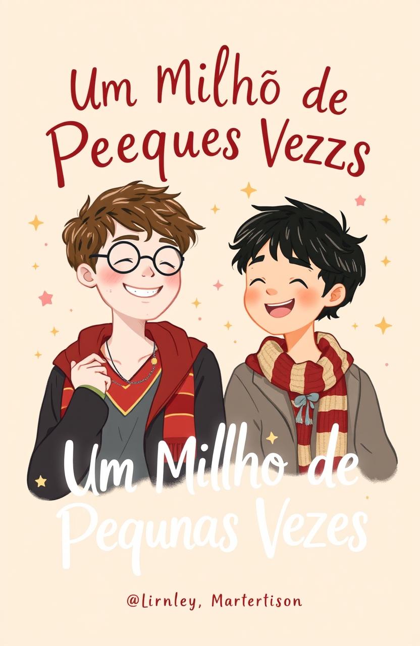 A cozy book cover illustration featuring James Potter and Regulus Black during their Marauder days, embodying a warm and whimsical vibe