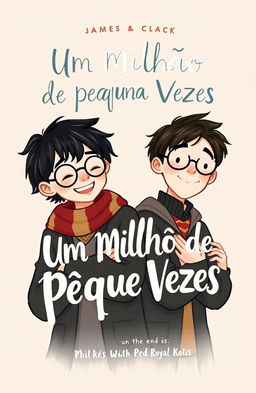 A cozy book cover illustration featuring James Potter and Regulus Black during their Marauder days, embodying a warm and whimsical vibe