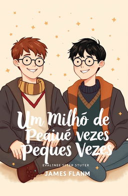 A cozy book cover illustration featuring James Potter and Regulus Black during their Marauder days, embodying a warm and whimsical vibe
