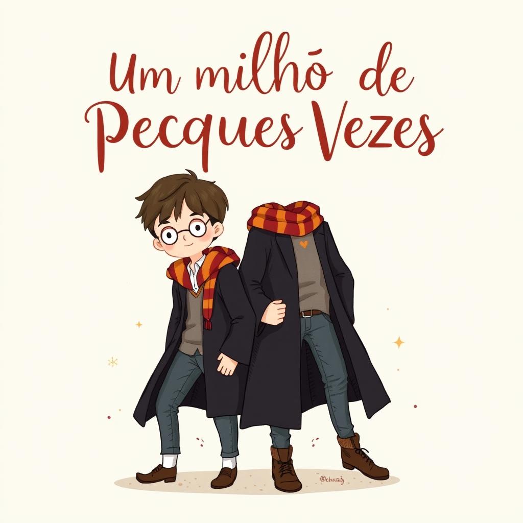 A charming book cover illustration featuring James Potter and Regulus Black, set during their school days at Hogwarts