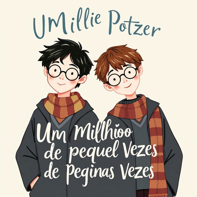 A charming book cover illustration featuring James Potter and Regulus Black, set during their school days at Hogwarts