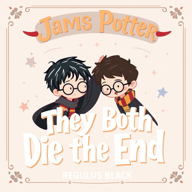 A captivating book cover illustration featuring James Potter and Regulus Black, designed to reflect their dynamic friendship during their time at Hogwarts