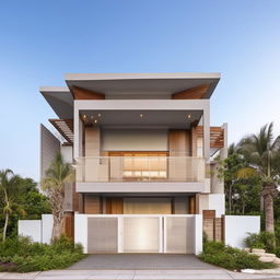 A trendy three-story (G+2) home with an additional 1800 square foot penthouse, all architecturally designed with popular elevation details that make the structure stand out.