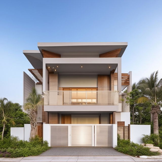 A trendy three-story (G+2) home with an additional 1800 square foot penthouse, all architecturally designed with popular elevation details that make the structure stand out.