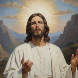 An inspiration from Carl H. Bloch's classic style, portrait of Christ delivering the sermon on the mount, permeating serene wisdom and a divine aura.