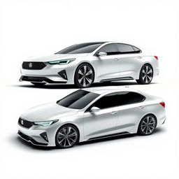 A modern sedan car design focusing on aesthetics, innovation, and functionality