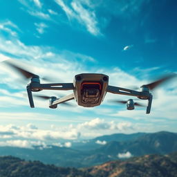 A captivating scene depicting a high-tech drone flying above a picturesque landscape, capturing the essence of mystery inspired by UFOs