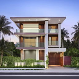 A trendy three-story (G+2) home with an additional 1800 square foot penthouse, all architecturally designed with popular elevation details that make the structure stand out.