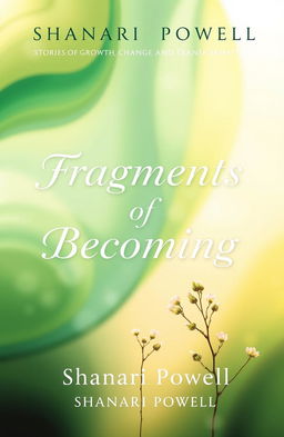 A captivating book cover design for 'Fragments of Becoming: Stories of Growth, Change and Transformation' by Shanari Powell