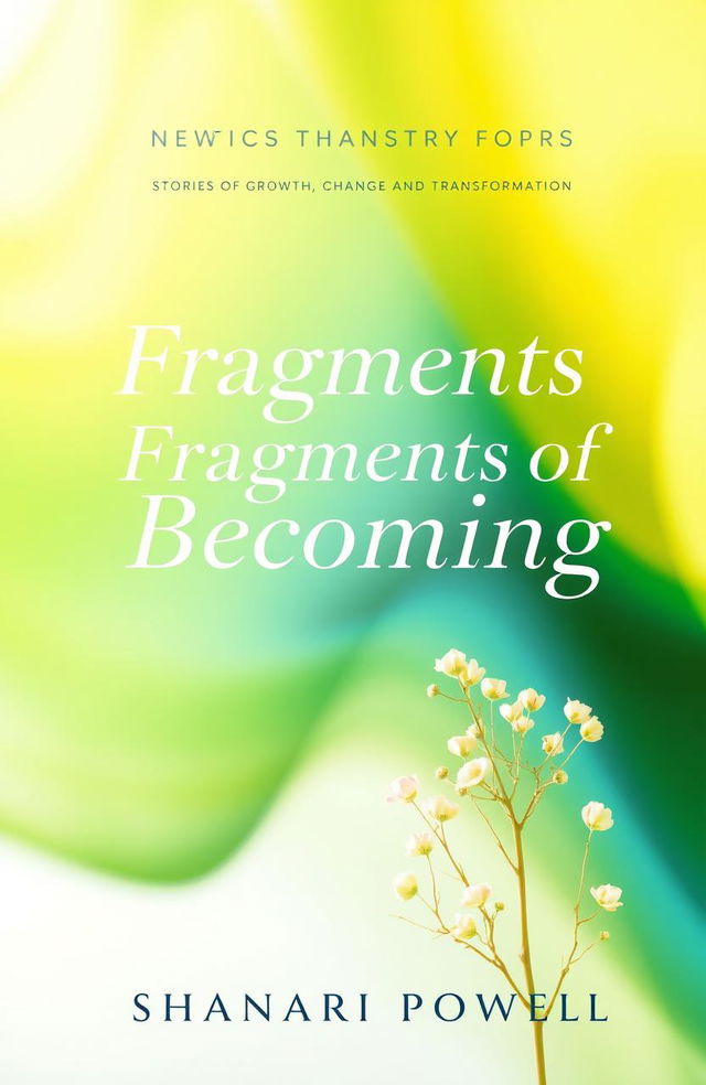 A captivating book cover design for 'Fragments of Becoming: Stories of Growth, Change and Transformation' by Shanari Powell