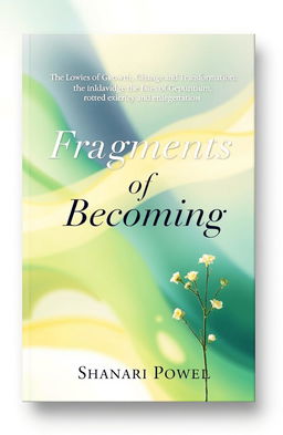A captivating book cover design for 'Fragments of Becoming: Stories of Growth, Change and Transformation' by Shanari Powell