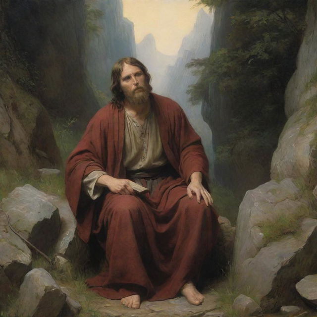 Craft an artwork reflecting the distinct style of Carl Heinrich Bloch, capturing a spiritually moving and visually compelling scene from biblical stories infused with emotion and reverence.