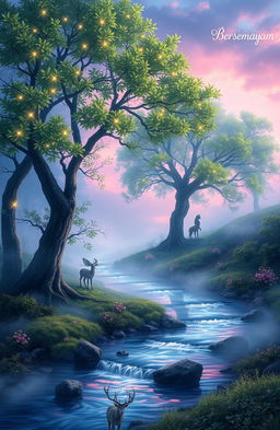 A serene and tranquil depiction of a mystical realm known as 'Bersemayam'